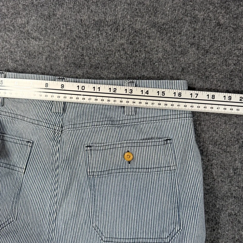 Duluth Trading Co Hickory Stripe Carpenter Shorts 12 Blue White Utility Workwear